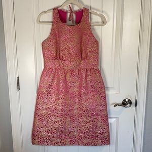J Crew, Black Label, pink, nude and silver dress